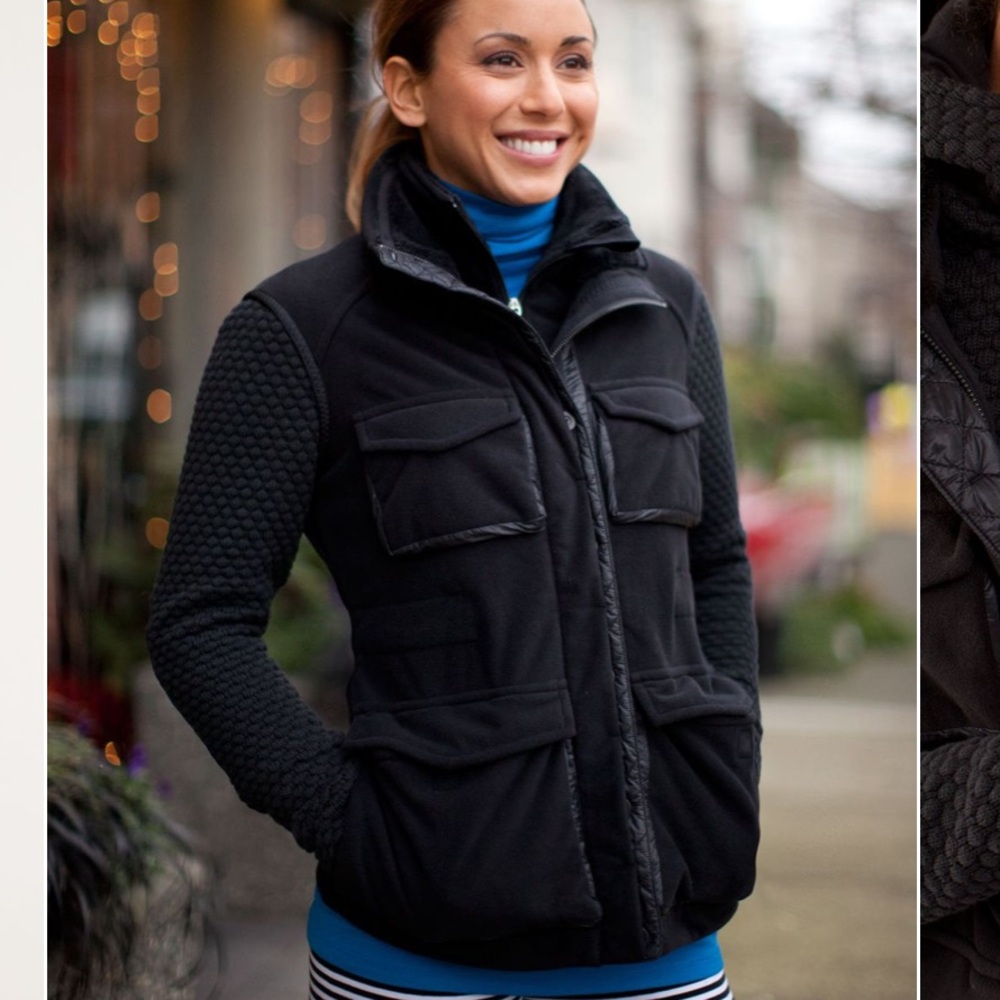 Lululemon Miracle Jacket fleece sweater coat hood gray black 6 EXCELLENT EUC